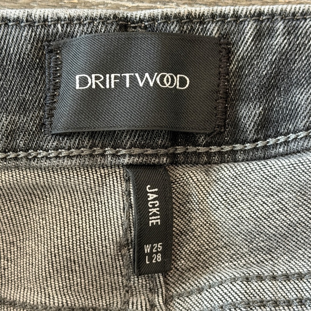 Driftwood Jackie Jeans Gray Floral Embroidered Skinny Crop 25 / 0 Boho Western - Picture 5 of 15